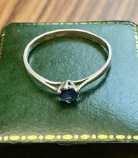 SOLITAIRE VÉRITABLE SAPHIR  , ARGENT Massif, ART DÉCO BELLE BAGUE ANCIENNE