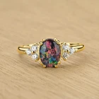 Natural Black Opal Gemstone Dainty Ring in 14k Gold Plated Silver