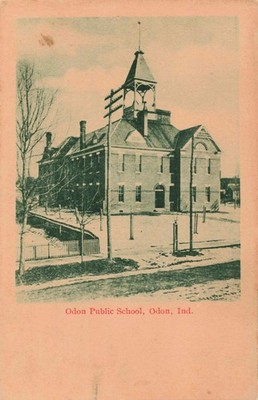 Odon Indiana Postcard Divided Back Public School