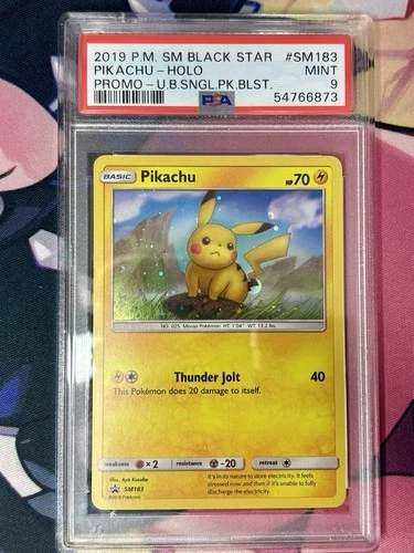 2019 POKEMON BLACK STAR PROMO UNBROKEN BONDS BLISTER SM183 PIKACHU PSA 9