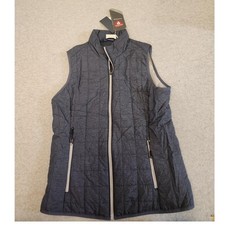 KPMG Cutter & Buck Vest Wmns M Blue Quilted Lightweight Zip Front Golf Outerwear