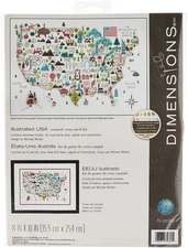 Darice 'Illustrated USA' Patriotic 50 States Counted Cross Stitch Kit, 14 Cou...