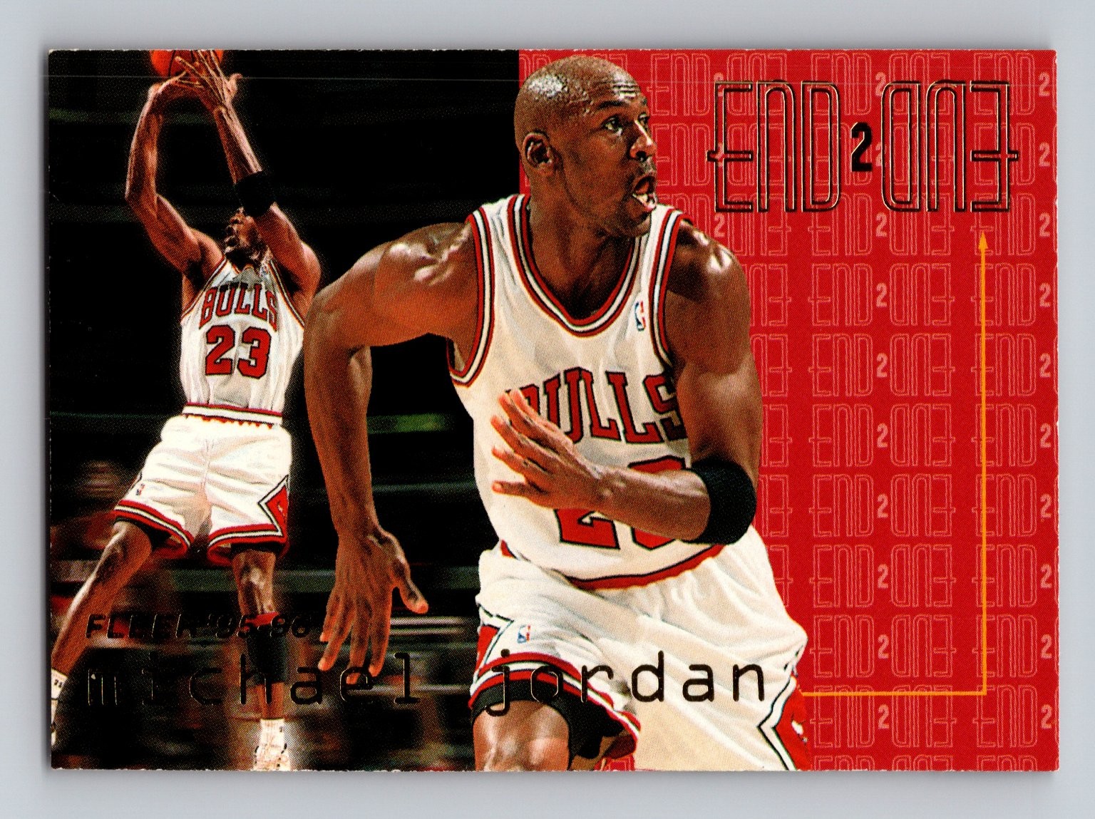 Michael Jordan Bulls 1995-96 Fleer End 2 End #9 of 20 NBA Card