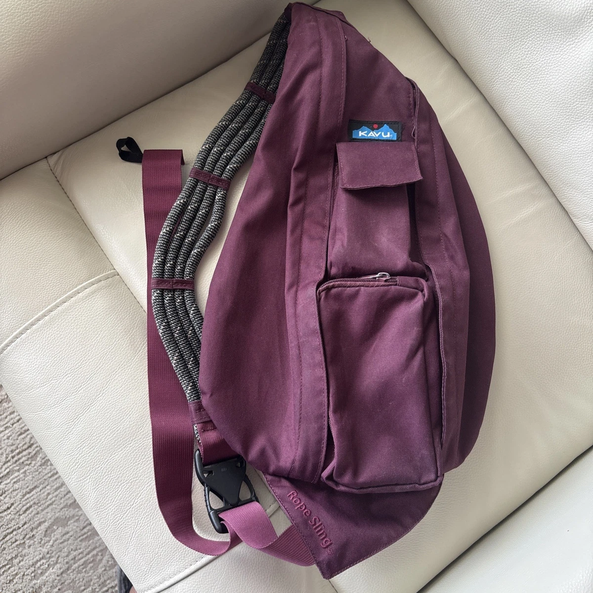 Kavu Rope Sling Bag Large Lavender Canvas Shoulder Bag Travel Unisex Hiking NEW KAVU Rope Bag Polyester Exterior Shoulder Bag Bags  main image 2