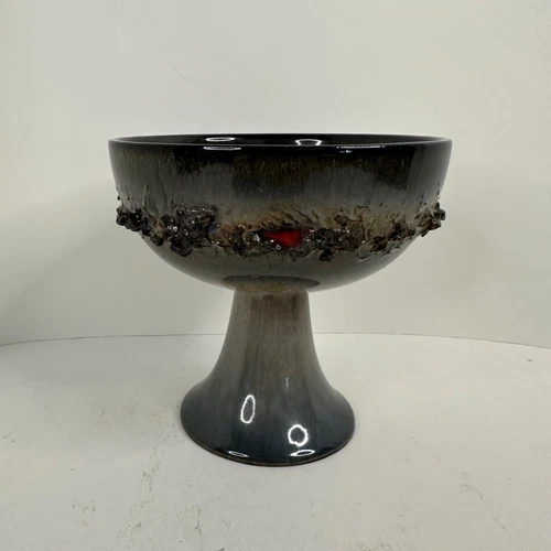 Gilt Studio Iceland LAVA BOWL Volcanic Art Pottery Pedestal Bowl MCM Brutalist