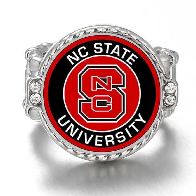 NC State Wolfpack Women's Silver Crystal Accent Ring w Gift Pkg