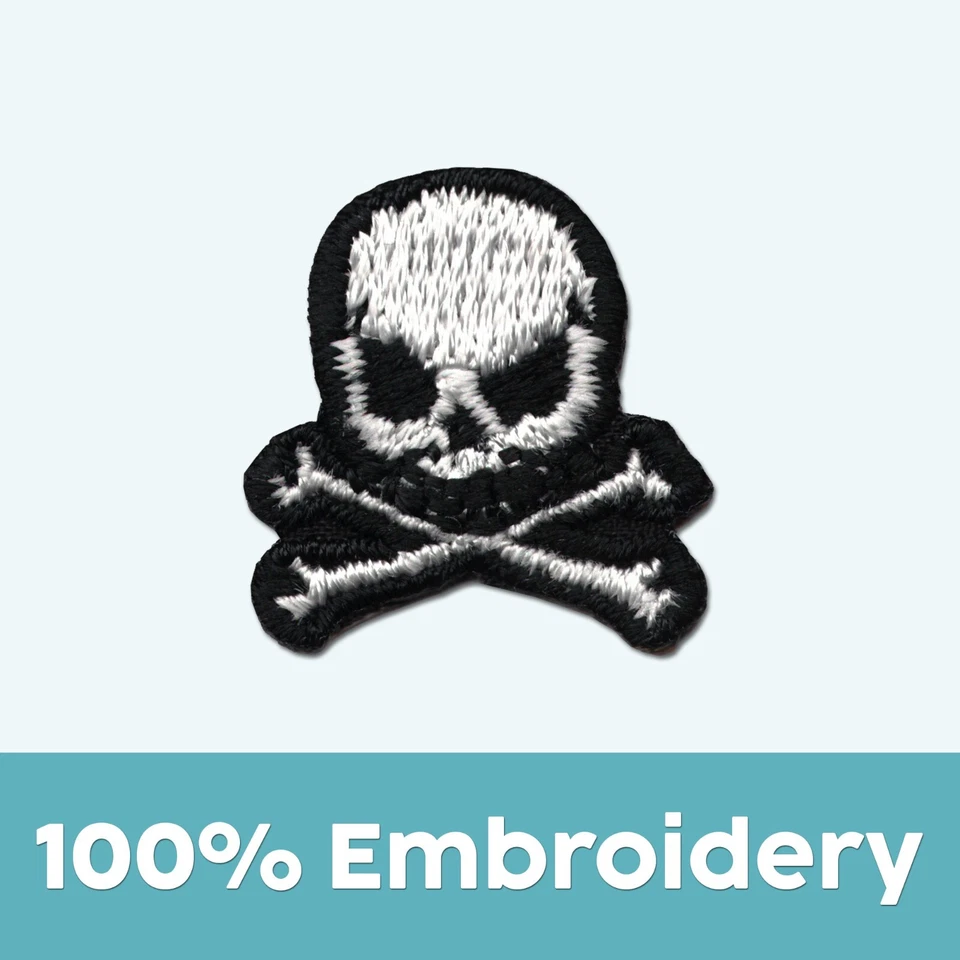 Extra Small Skull (10 Pack) Halloween Embroidered Iron On Patch - White - Image 3 of 4