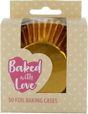 Gold Foil Baking Cases, Foil Baking Cups, Greaseproof Cupcake Cases, Gold - Pac