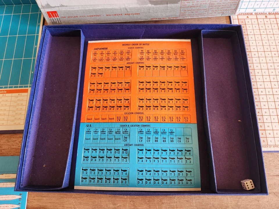 Midway Board Game Naval Strategy Complete Unpunched Vintage 1964 Avalon Hill - Image 3 of 4