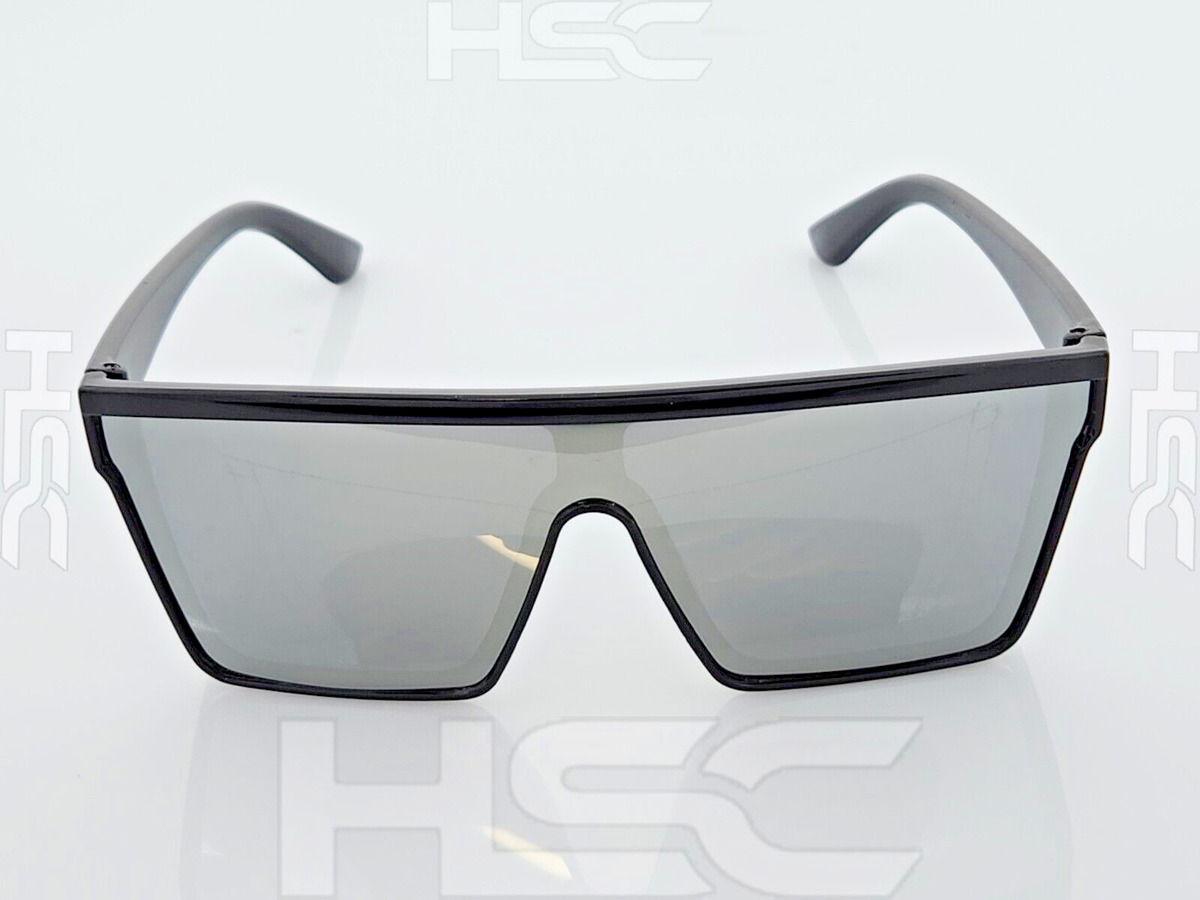 Large Shield Sunglasses Flat Top Rimless Dark Smoke Lens and  display picture 1