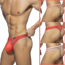 Men's Briefs Thongs Underwear, Sexy See-through Transparent Pouch Bikini Panties