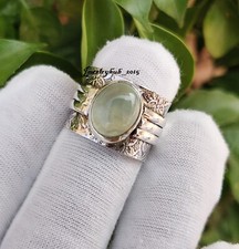 Prehnite Gemstone 925 Sterling Silver Beautiful Handmade Ring All Size MO2114