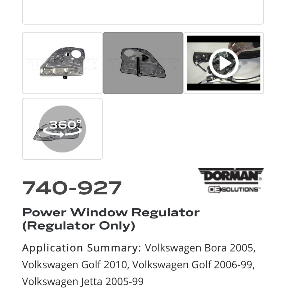 Regulador Ventana Trasero Derecho Volkswagen Dorman 740-927 Jetta Golf Bora Nuevo Foto 4 de 4