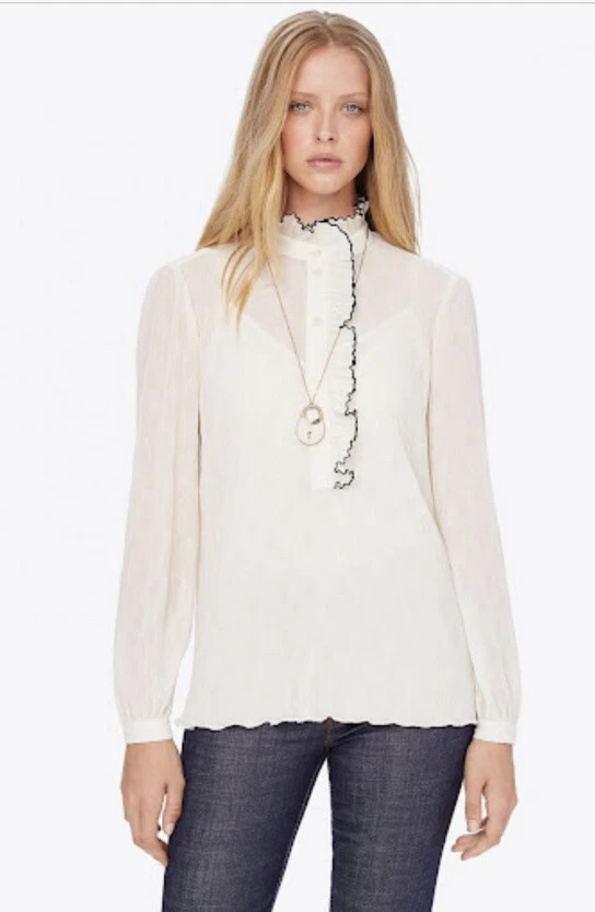 Tory Burch Deneuve Ruffle-Trim Shirt Women Size 00