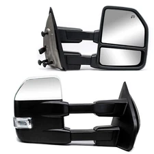 Towing Mirrors For 04-14 Ford F-150 Power Heated LED Signal Puddle Chrome Cap