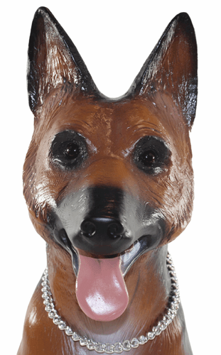 Deko Figur Tierfigur Hund Schäferhund mit Kette klein aus Kunststoff H 39 cm - Bild 3 von 6