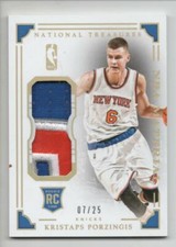 KRISTAPS PORZINGIS ROOKIE - NATIONAL TREASURES NBA MATERIAL 3 COLOR PATCH 07/25