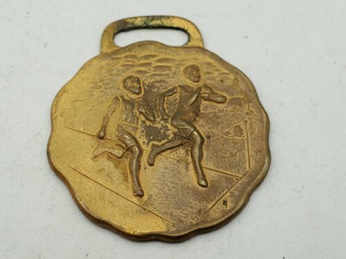 Montre de course piste + champ médaille FOB ton laiton métal vintage antique - Photo 1/14