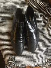 PRADA BORGUE BLACK OXFORD WINGTIP SLIP ON SHOES SZ 12 $895 
