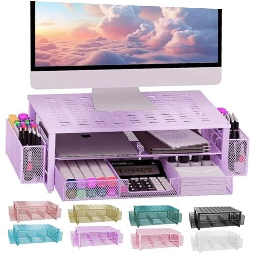 Monitor Stand with Drawer and Pen Holder, Desk Organizers and Accessories, 2-image