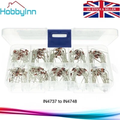 HOBBYINN 200PCS Zener Diode Assortment Kit 10value 1N4738 ~ 1N4748 1W Arduino Electronic
