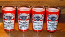 SET OF FOUR (4) COLLECTIBLE VINTAGE BUDWEISER BEER DRINKING GLASS -Never Used!!!
