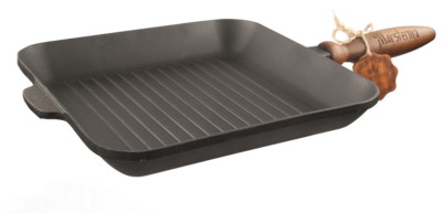 Steakpfanne,  Bratpfanne,  Grillpfanne aus Gusseisen 28cm 100% ECO, T307