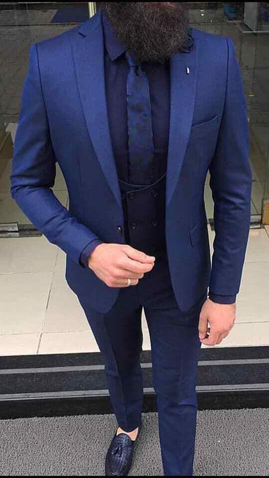 Navy blue suit and vest sale