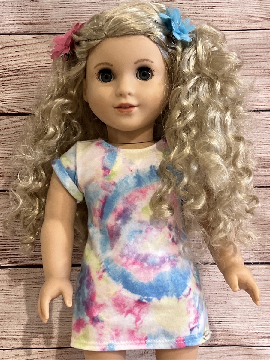 American Girl Truly Me #115 Doll Blonde Curly Hair Blue Grey Eyes