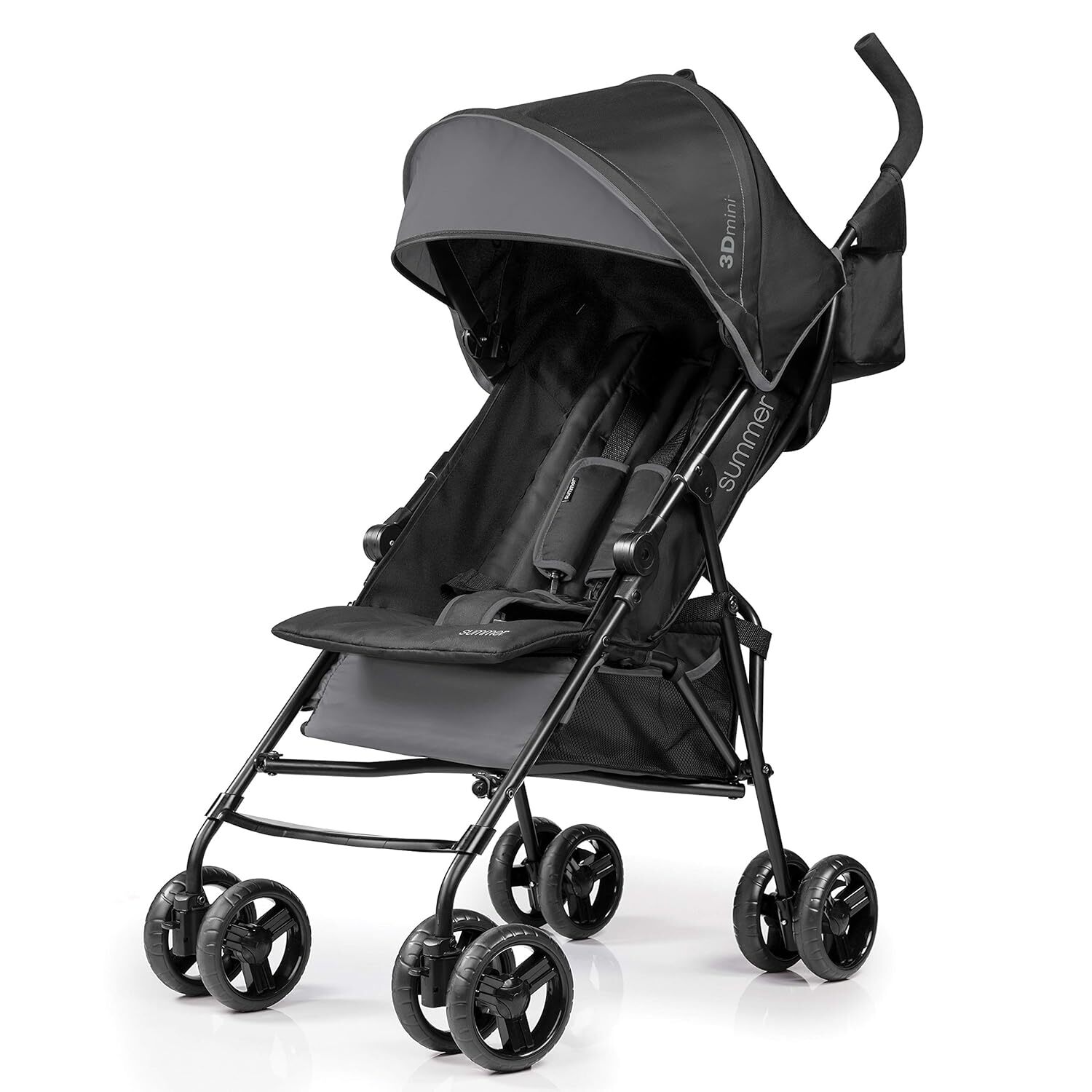Lightweight Stroller with Compact Fold MultiPosition Recline Canopy, Gray
