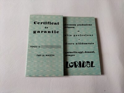 1950s LORIDAL RARE WATCH GUARANTEE PAPER BLANCK UNUSED CHRONOGRAPH WARRANTY