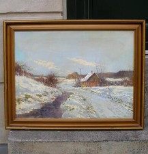 Hilmar Jensen (1927) Snowdressed landscape at Mols, Denmark.Ca. 1940