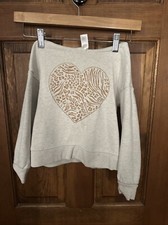 Carters Girls 6/6x Hooded Sweatshirt Heart Gold Grey Long Sleeve Valentines Day