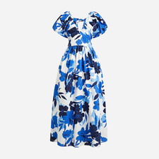 NWT J.Crew Cecily in Blue Painted Floral Print Organic Cotton Maxi Dress 6