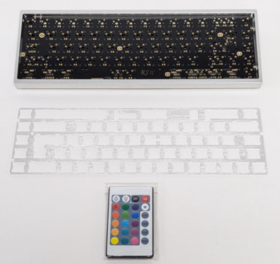 Drop X RED SCARF II+ VER.C 68-KEY CUSTOM KEYBOARD KIT, SILVER CASE, SILVER FEET,