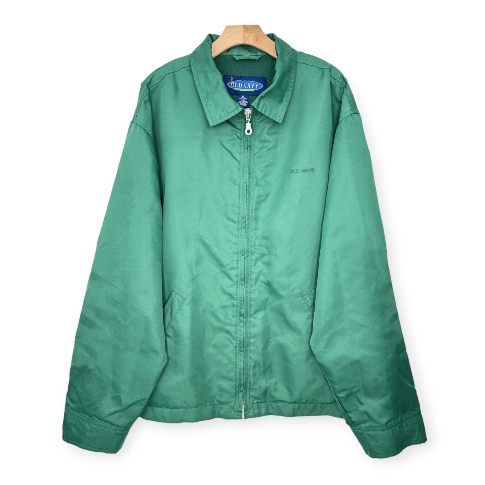 VINTAGE Old Navy | XL | Men's Green Nylon Zip Up Mid-Weight Rain Jacket