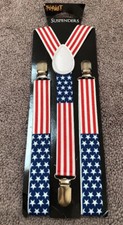STARS STRIPS UNISEX SUSPENDERS SIZE -AGE 14 NEW