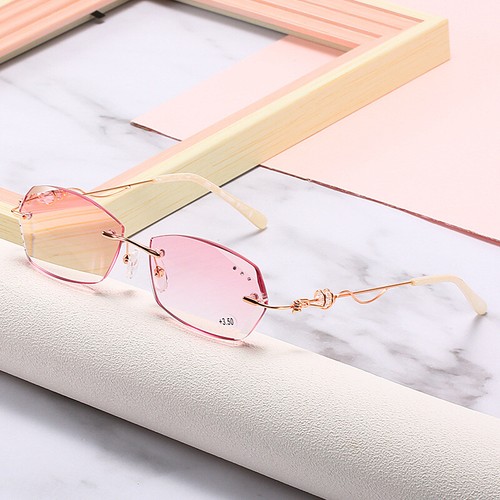 Mujeres Sin Montura Metal Moda Gafas de Lectura Decoración Atractivo Sexy Lector B - Imagen 7 de 12