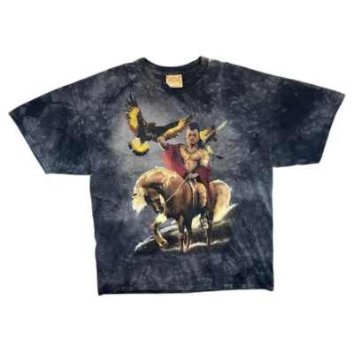 Vintage The Mountain Native American Horse Eagle Wildlife Tie Dye T-Shirt XL