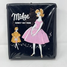 Mattel Midge Barbies Best Friend Black Vinyl Doll Case w/ Handle and Drawer 1963