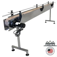 FORTEX STAINLESS STEEL 8' X 4.5” INLINE PACKAGING CONVEYOR WITH TABLE TOP BELT
