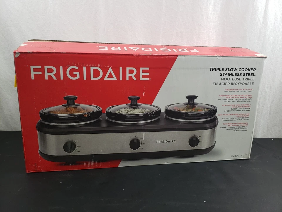 FRIGIDAIRE 3 - 2.5 qt Pot Slow Cooker Buffet Server Food Warmer Stainless READ - Image 2 of 4
