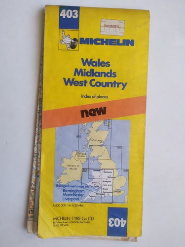 Vintage Michelin Road Map Wales Midlands West Country Sheet 403