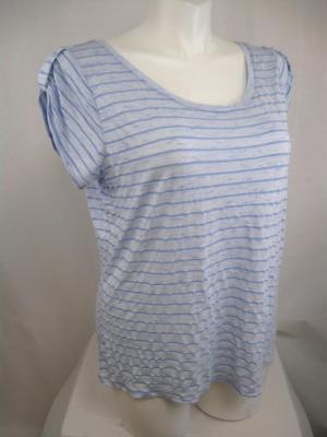 Lane Bryant 18/20 Chambray Scoop Neck SS Striped Rayon/Poly Summer Weight Top