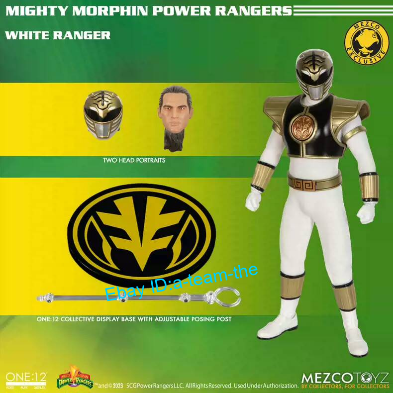 Mezco Toyz Power Rangers 1/12 Scale WHITE Ranger Toys Figures New