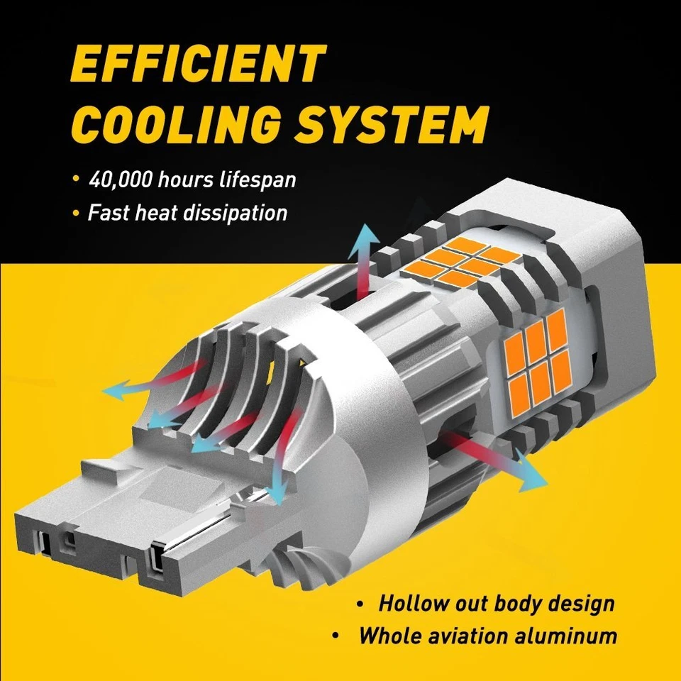 AUXITO Ámbar 7440 Anti Hiper Flash LED Señal de Giro Intermitente Luz Extremadamente Brillante Foto 2 de 4