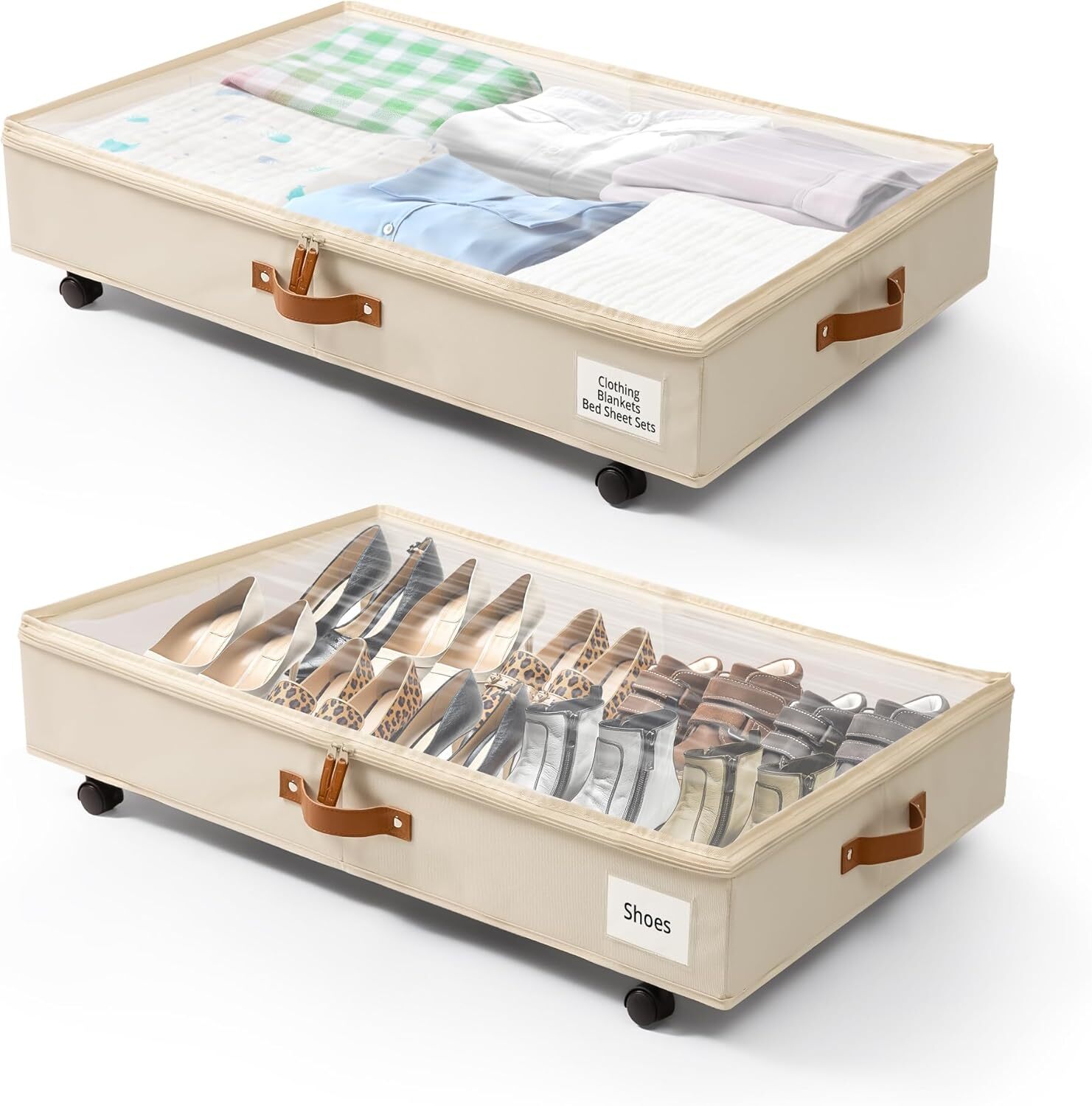 50L Clear Under Bed Storage Containers on Wheels for Easy Organization-image