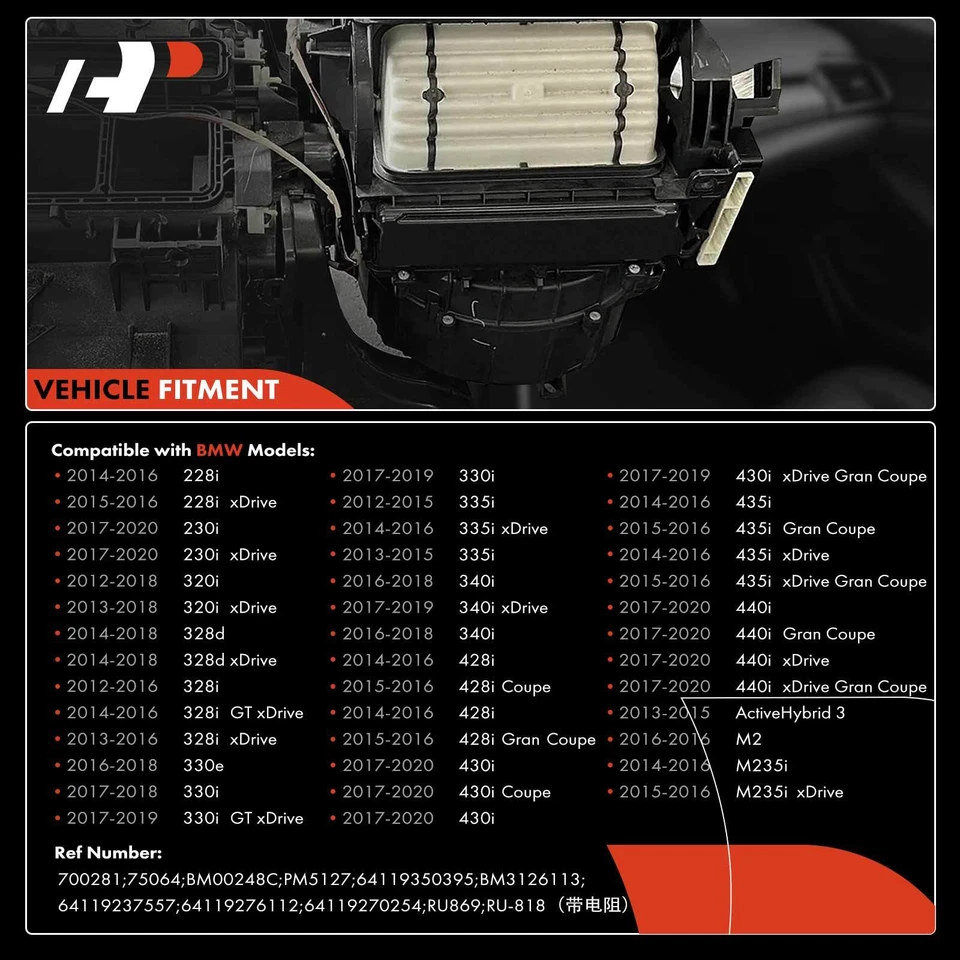 Motor soplador HVAC delantero con resistencia para BMW F22 F23 F30 F31 F32 12-21 64119350395 Foto 3 de 4