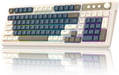 99 Keys Gaming Keyboard, Tri-Mode Bluetooth/2.4GHz/USB-C Retro Creamy Color K...