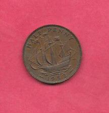 GB GREAT BRITAIN KM868 1952 1/2 PENNY VF VERY FINE NICE OLD VINTAGE COIN